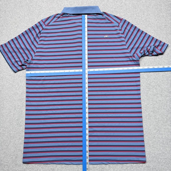 KJUS Polo Shirt Mens XL 54 Blue Stripe Comfort‎ Short Sleeve Performance Golf * - Picture 7 of 11